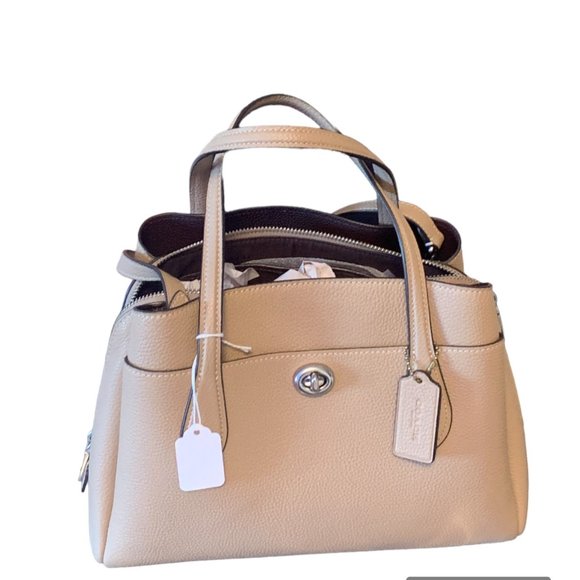 Coach Handbags - Coach Elise Pebble Black & Gold